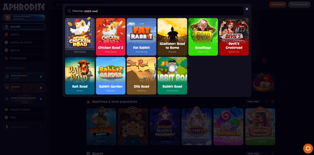 rabbit road aphrodite casino